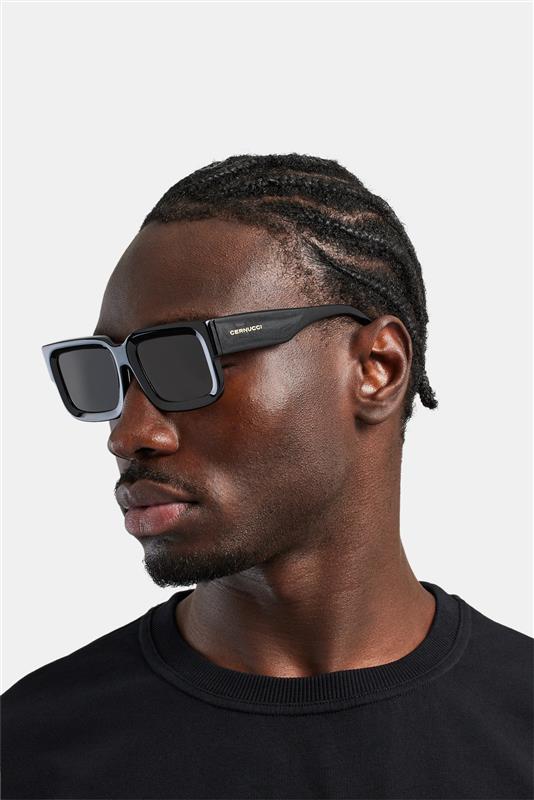 Oversize-Sonnenbrille aus Acetat mit dickem Rahmen - Schwarz